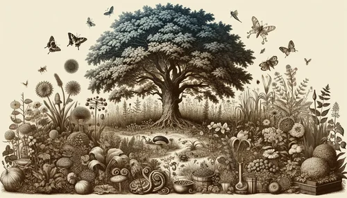 vintage image showing biodiversity